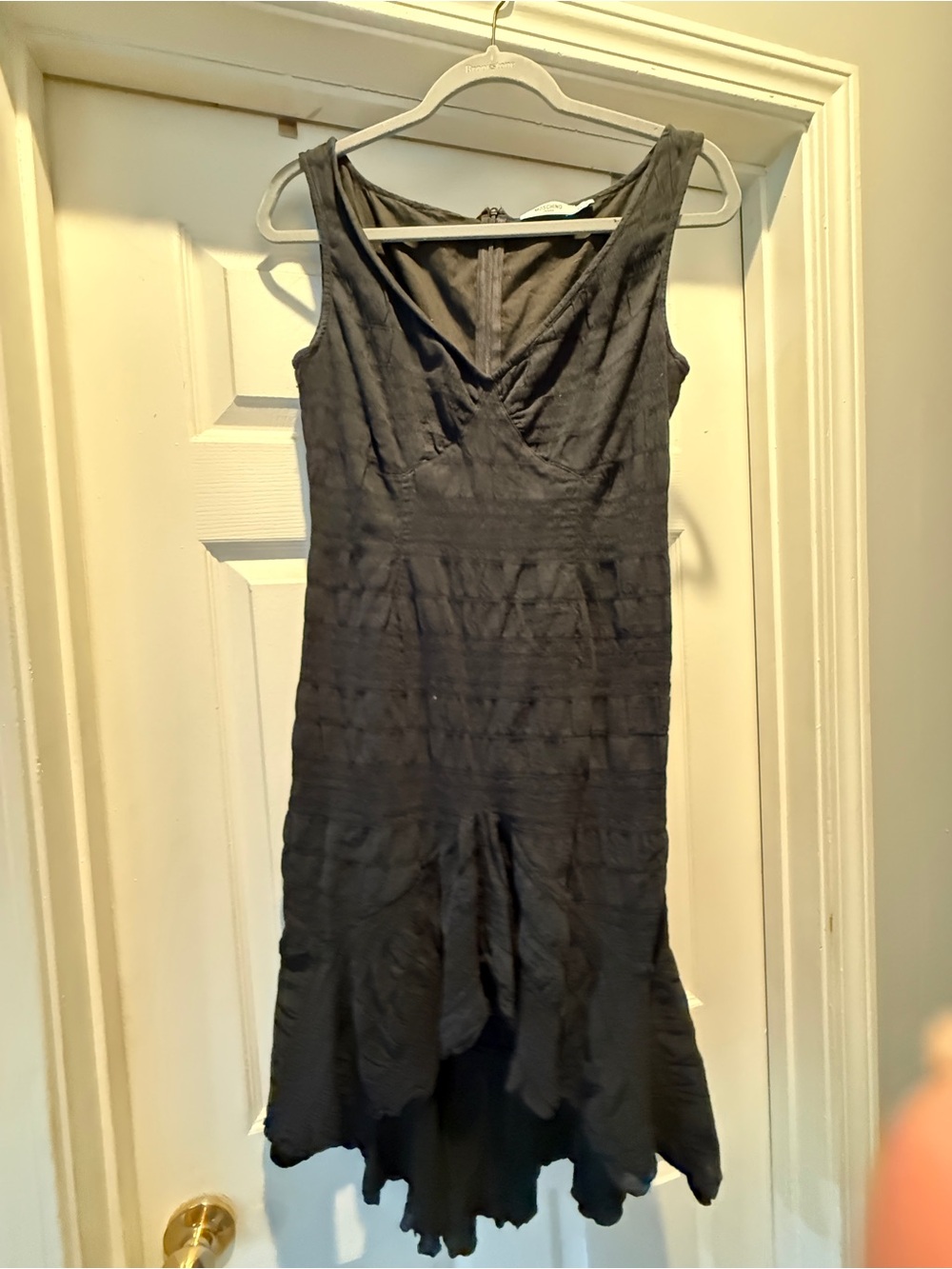 Moschino Black High-Low Sleeveless V-Neck Dress